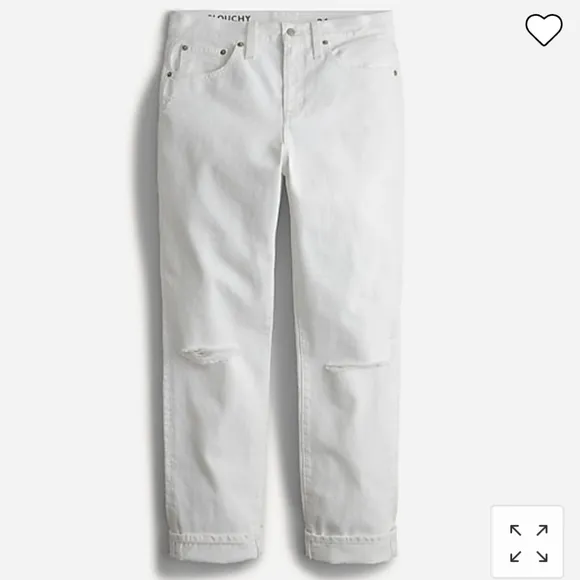 NEW J. Crew Slouchy Boyfriend Jeans White Preppy Denim Classic Comfy Spring