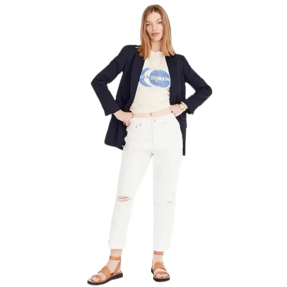 NEW J. Crew Slouchy Boyfriend Jeans White Preppy Denim Classic Comfy Spring