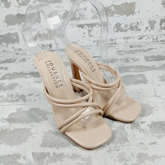 New Journee Collection Louisse Vegan Leather Dress Sandals F4