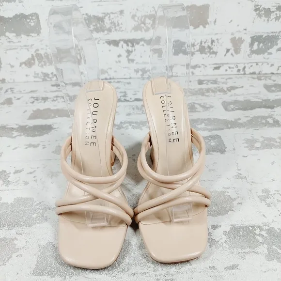New Journee Collection Louisse Vegan Leather Dress Sandals F4