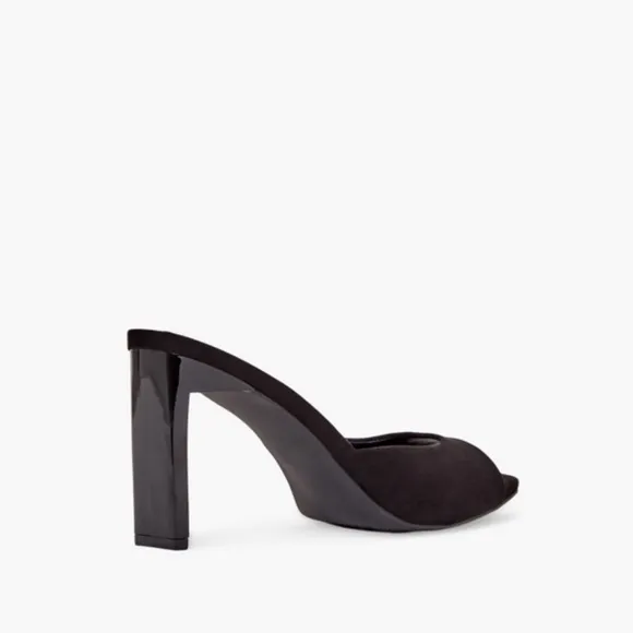 New Just Fab Suede Mules Heels Black Size 9.5