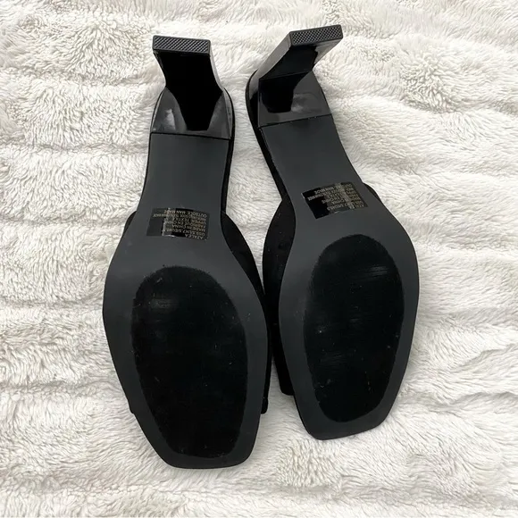 New Just Fab Suede Mules Heels Black Size 9.5
