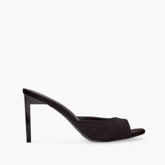 New Just Fab Suede Mules Heels Black Size 9.5