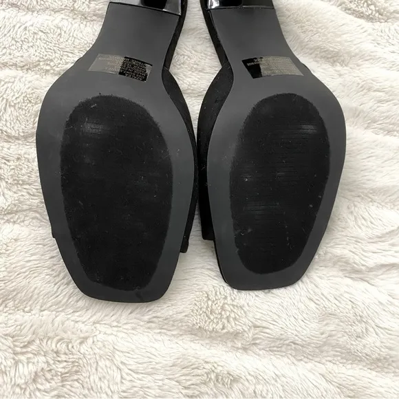 New Just Fab Suede Mules Heels Black Size 9.5