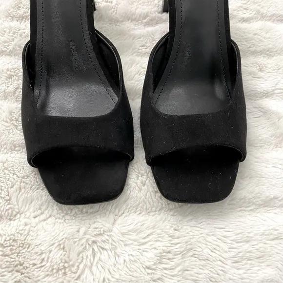 New Just Fab Suede Mules Heels Black Size 9.5