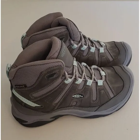 NEW Keen Womens Circadia Mid Height Waterproof Hiking Boots (Grey/Blue) Size 6