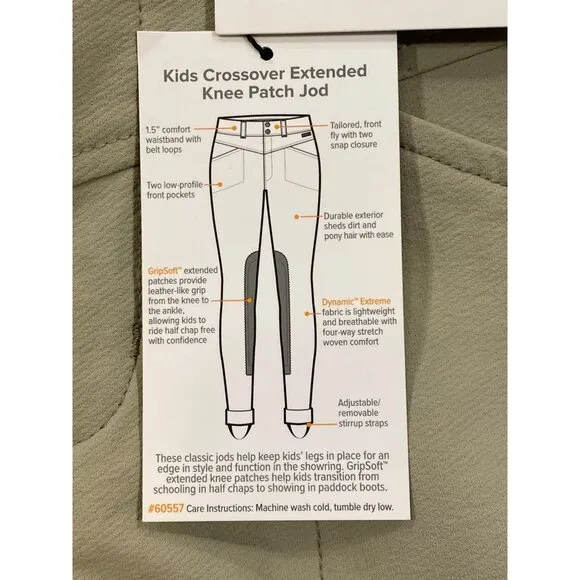 NEW Kerrits Kids XL Crossover Extended Knee Patch Jodhpurs Breeches Riding Pants