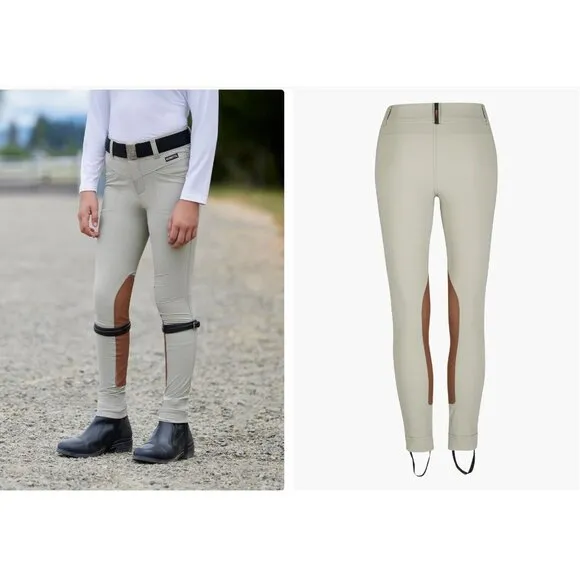 NEW Kerrits Kids XL Crossover Extended Knee Patch Jodhpurs Breeches Riding Pants