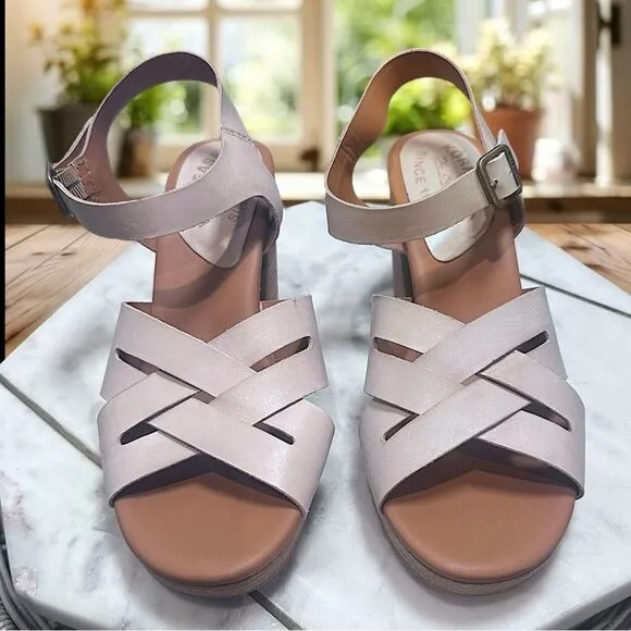 NEW KORK-EASE Hutton Leather retro-luxe Sandals in Natural Size 8