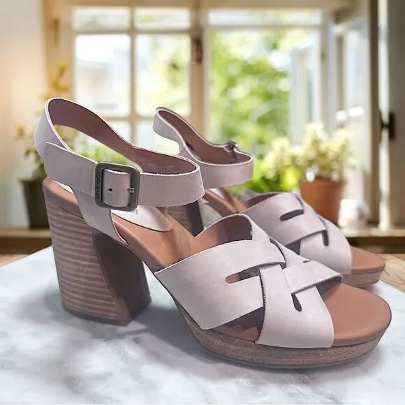 NEW KORK-EASE Hutton Leather retro-luxe Sandals in Natural Size 8