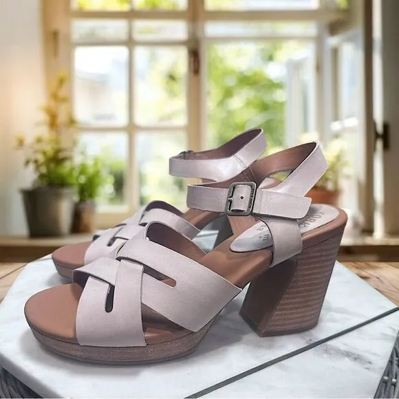 NEW KORK-EASE Hutton Leather retro-luxe Sandals in Natural Size 8