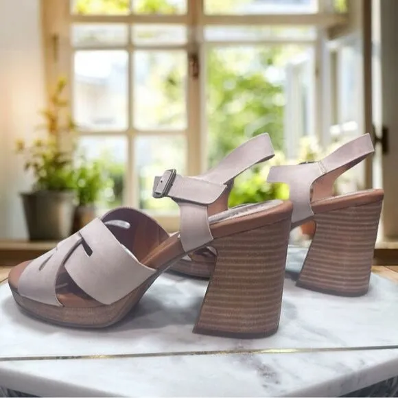 NEW KORK-EASE Hutton Leather retro-luxe Sandals in Natural Size 8
