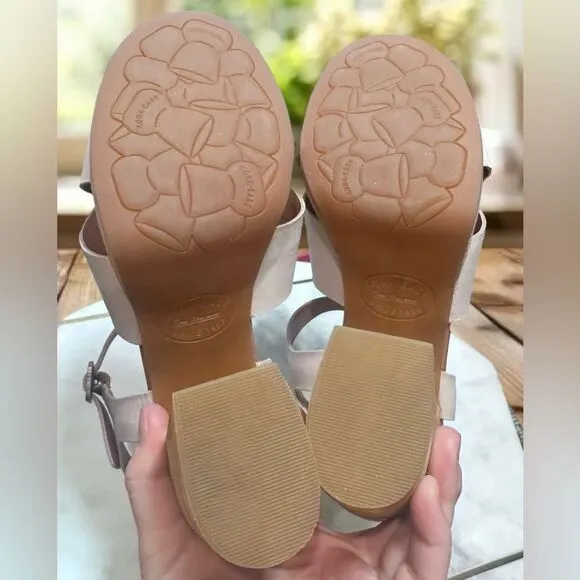 NEW KORK-EASE Hutton Leather retro-luxe Sandals in Natural Size 8