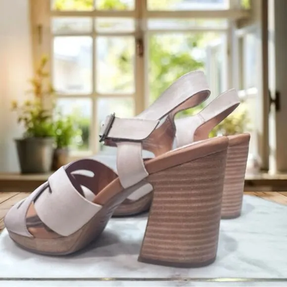 NEW KORK-EASE Hutton Leather retro-luxe Sandals in Natural Size 8