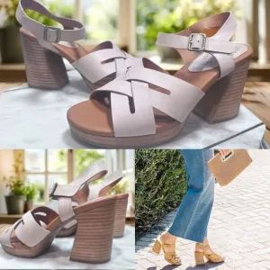 NEW KORK-EASE Hutton Leather retro-luxe Sandals in Natural Size 8