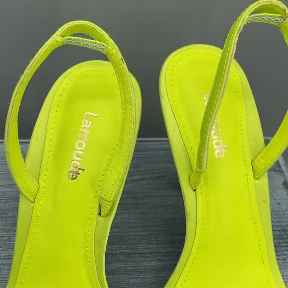 NEW Larroudé Women’s Annie Slingback Stiletto Sandals Yellow Size 6.5
