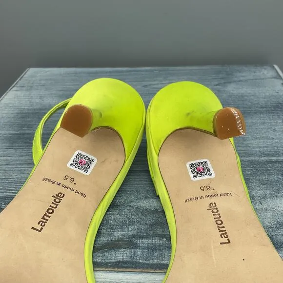 NEW Larroudé Women’s Annie Slingback Stiletto Sandals Yellow Size 6.5