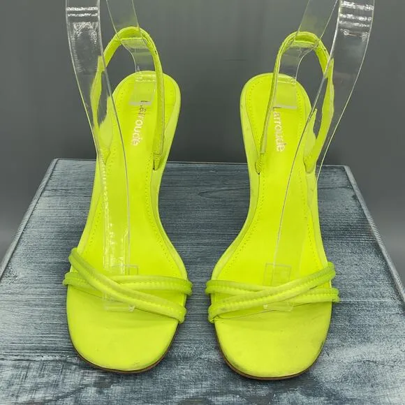 NEW Larroudé Women’s Annie Slingback Stiletto Sandals Yellow Size 6.5