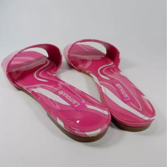 NEW  LARROUDE women  Made In Brazil Leather Ivy Flat Mule Sandals PINK 253