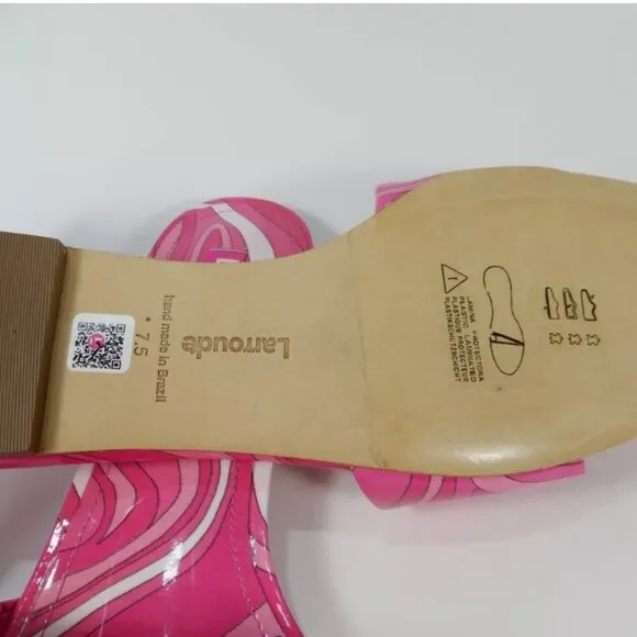 NEW  LARROUDE women  Made In Brazil Leather Ivy Flat Mule Sandals PINK 253