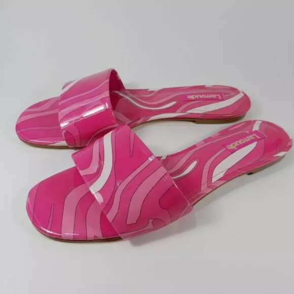 NEW  LARROUDE women  Made In Brazil Leather Ivy Flat Mule Sandals PINK 253