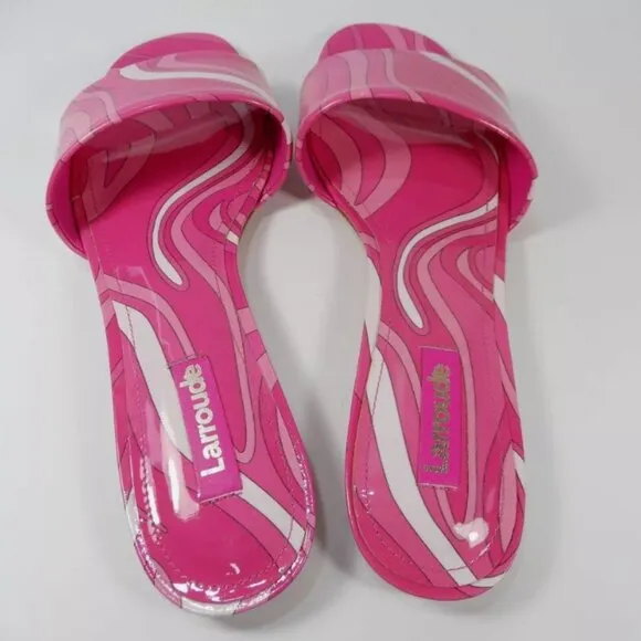 NEW  LARROUDE women  Made In Brazil Leather Ivy Flat Mule Sandals PINK 253