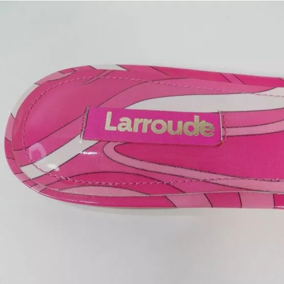NEW  LARROUDE women  Made In Brazil Leather Ivy Flat Mule Sandals PINK 253
