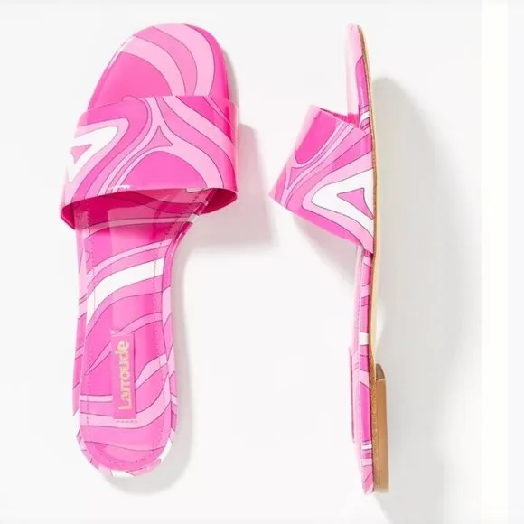 NEW  LARROUDE women  Made In Brazil Leather Ivy Flat Mule Sandals PINK 253
