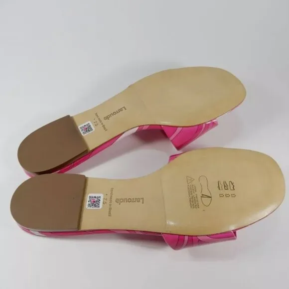 NEW  LARROUDE women  Made In Brazil Leather Ivy Flat Mule Sandals PINK 253