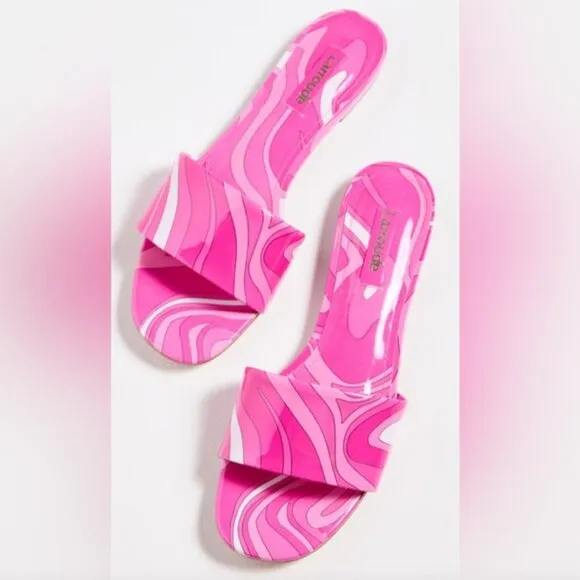 NEW  LARROUDE women  Made In Brazil Leather Ivy Flat Mule Sandals PINK 253