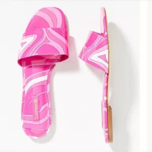 NEW  LARROUDE women  Made In Brazil Leather Ivy Flat Mule Sandals PINK 253