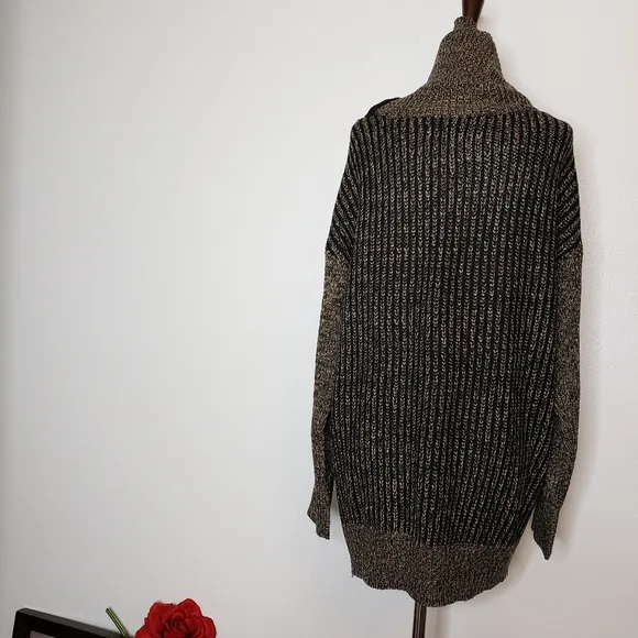 NEW M. Rena Luxury Sweater Taupe Coffee Zipper Boutique Womens Turtleneck Spring