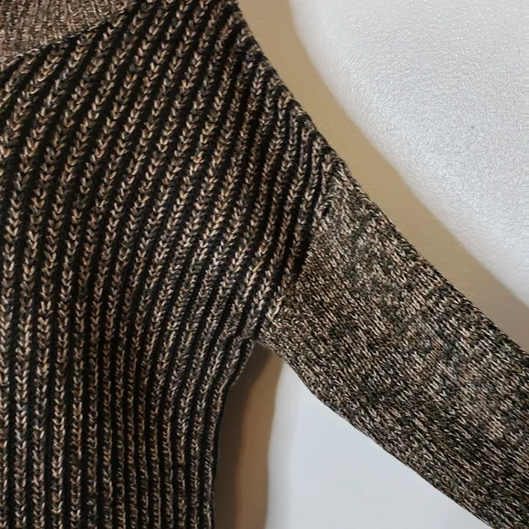 NEW M. Rena Luxury Sweater Taupe Coffee Zipper Boutique Womens Turtleneck Spring