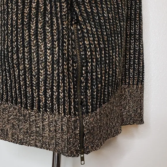 NEW M. Rena Luxury Sweater Taupe Coffee Zipper Boutique Womens Turtleneck Spring