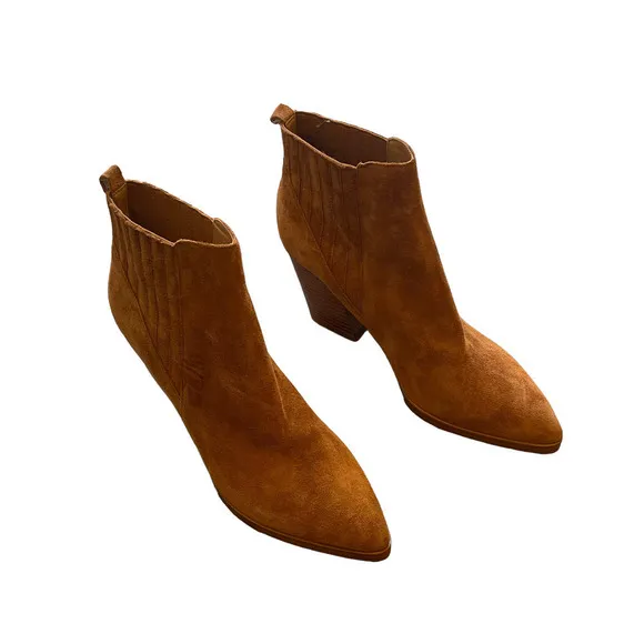 NEW Marc Fisher Mlalva Point Toe Suede Bootie Chesnut Size 9.5M