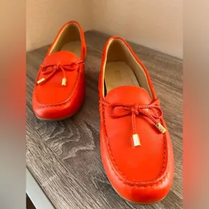 New Michael Kors Sutton Moc Moccasin Flats persimmon loafers bow leather 10 US