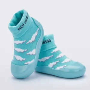 NEW Mini Melissa Baby Alpha Play Blue Sky Cloud Print Knit Sock Sneaker Flats