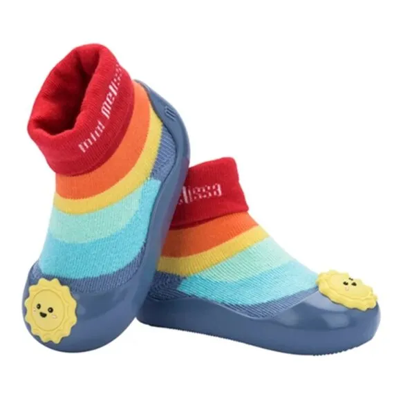 NEW Mini Melissa Baby Alpha Play Sunny Day Cloud Print Knit Sock Sneaker Flats
