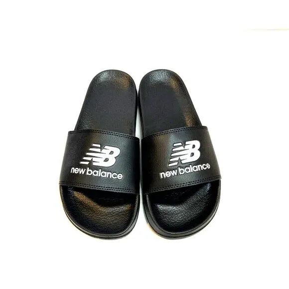 NEW NEW BALANCE Logo Slide On Sandals black unisex 253