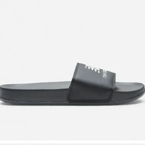 NEW NEW BALANCE Logo Slide On Sandals black unisex 253