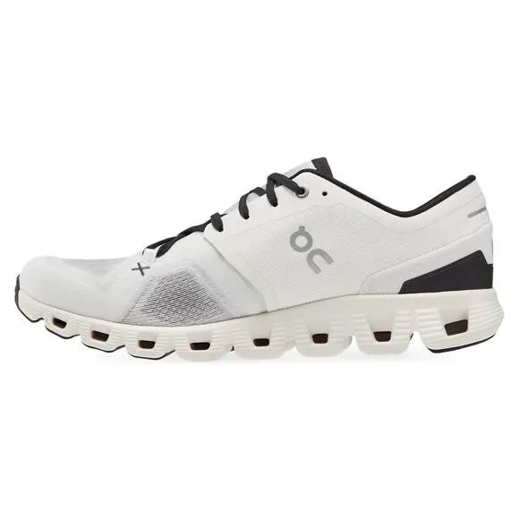 NEW ON RUNNING men's cloud x 3 trainer sneakers in ivory/ black