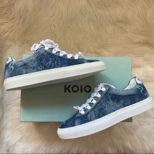 New! Rare Limited Edition KOIO Logo Acid Wash Infinity Denim Sneakers