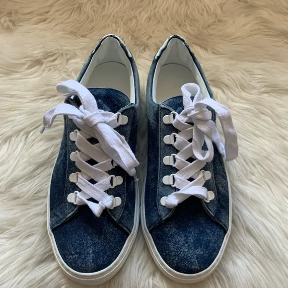 New! Rare Limited Edition KOIO Logo Acid Wash Infinity Denim Sneakers