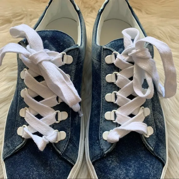 New! Rare Limited Edition KOIO Logo Acid Wash Infinity Denim Sneakers