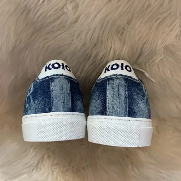 New! Rare Limited Edition KOIO Logo Acid Wash Infinity Denim Sneakers