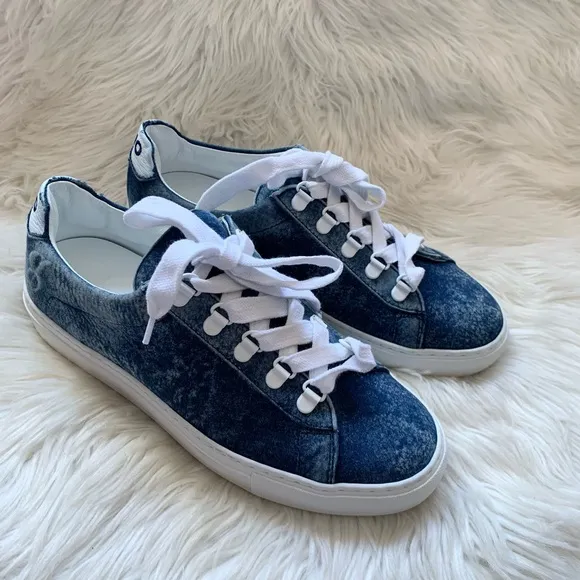 New! Rare Limited Edition KOIO Logo Acid Wash Infinity Denim Sneakers