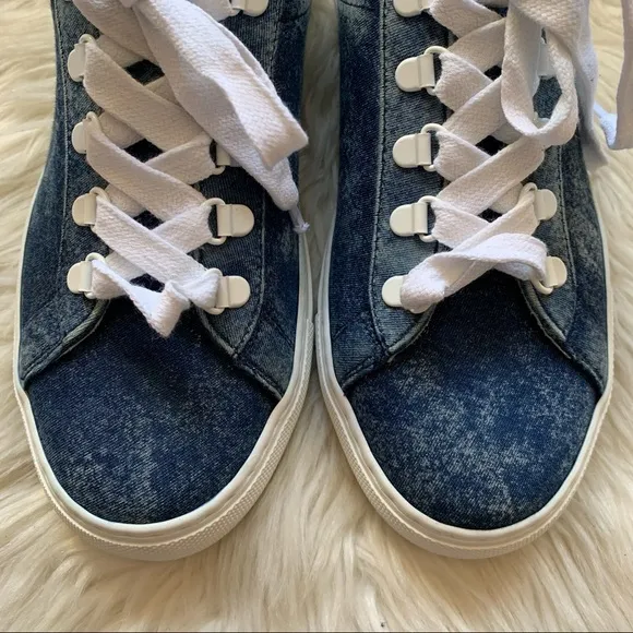 New! Rare Limited Edition KOIO Logo Acid Wash Infinity Denim Sneakers