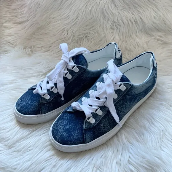 New! Rare Limited Edition KOIO Logo Acid Wash Infinity Denim Sneakers