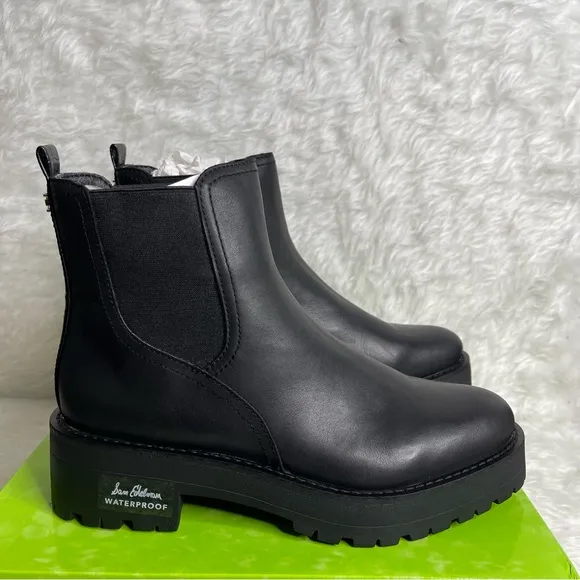 NEW SAM EDELMAN Justina Lug Sole Chelsea Boots Size 7 in black