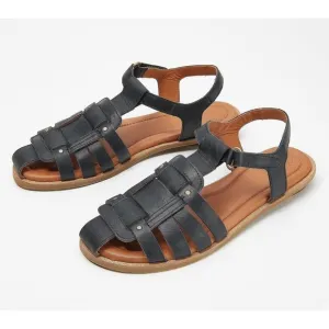 New Sergio Tomani Womens Leather Black Pesca Fisherman Sandals EU 42 US 10.5-11
